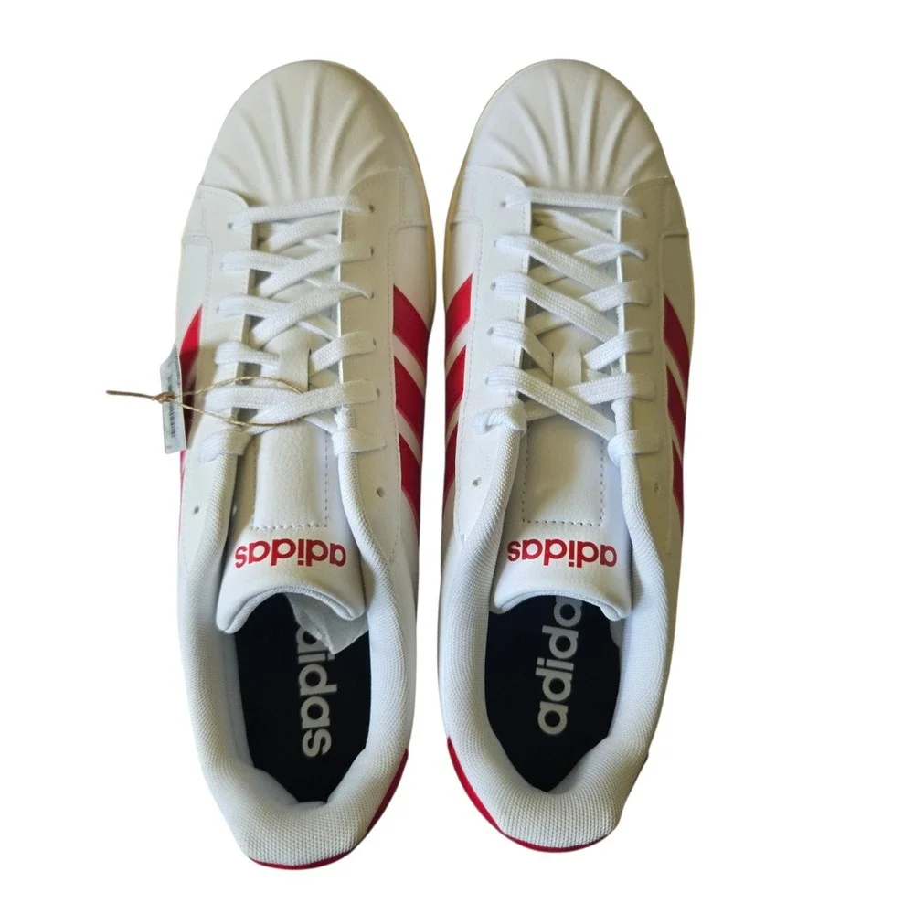 Adidas Streettalk Shoes White Red Stripes Men's Size 11.5 Sneakers JP8279 NIB